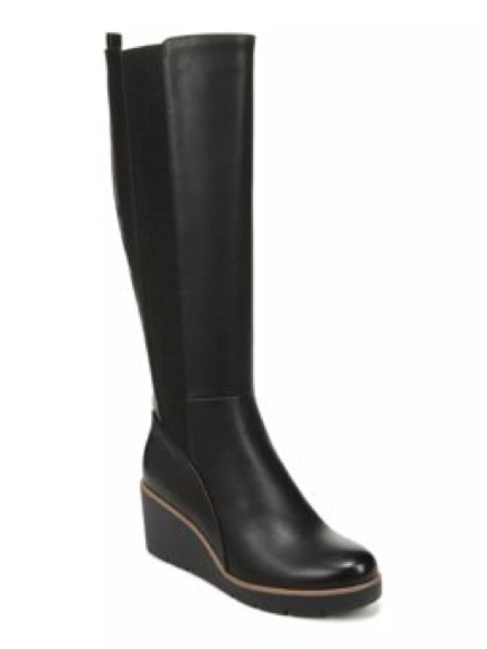 Black Knee-High Wedge Boot - Women's Fashion Boot